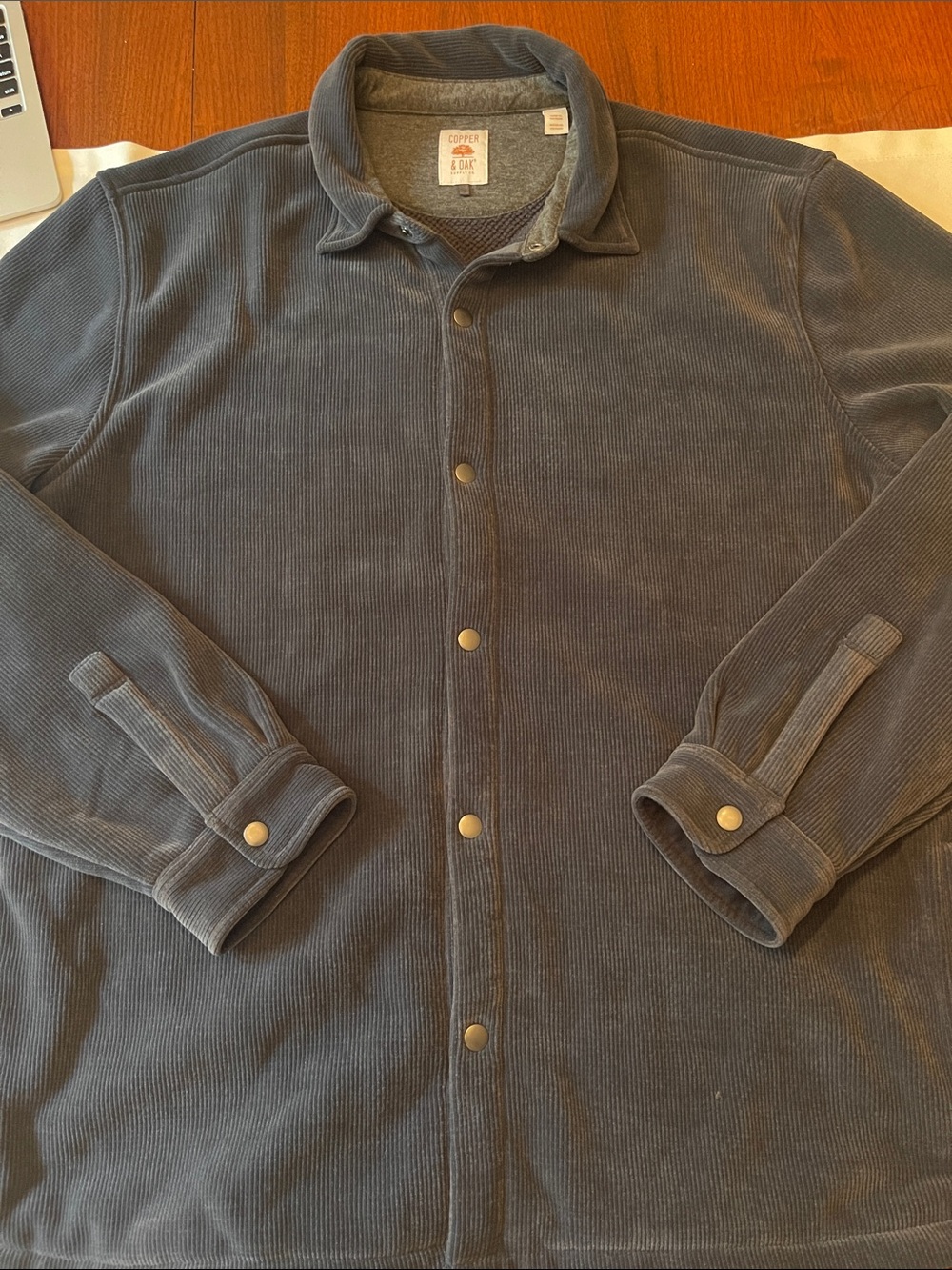 Men's Corduroy Button-Front Shirt Jacket — Charcoal